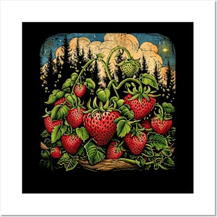 Retro Strawberry Plants Strawberries Lovers Posters and Art